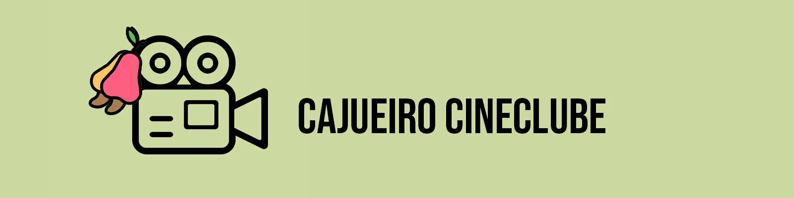 Uma câmera com um caju vermelho e um caju amarelo pendurados no rolo de filme